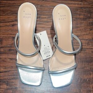 A New Day Metallic Silver Heeled Sandals